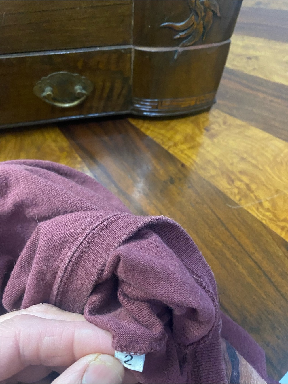 Blue Fish Maroon Long Sleeve Tee with Moon Graphic - Picture 4 of 5